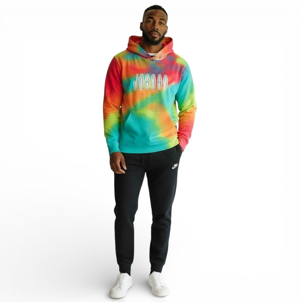 Jordan Men's 2 Pc Sweatsuit Size 2xl Fleece Mvp Tracksuit Tie Dye Outfit Set Nwt